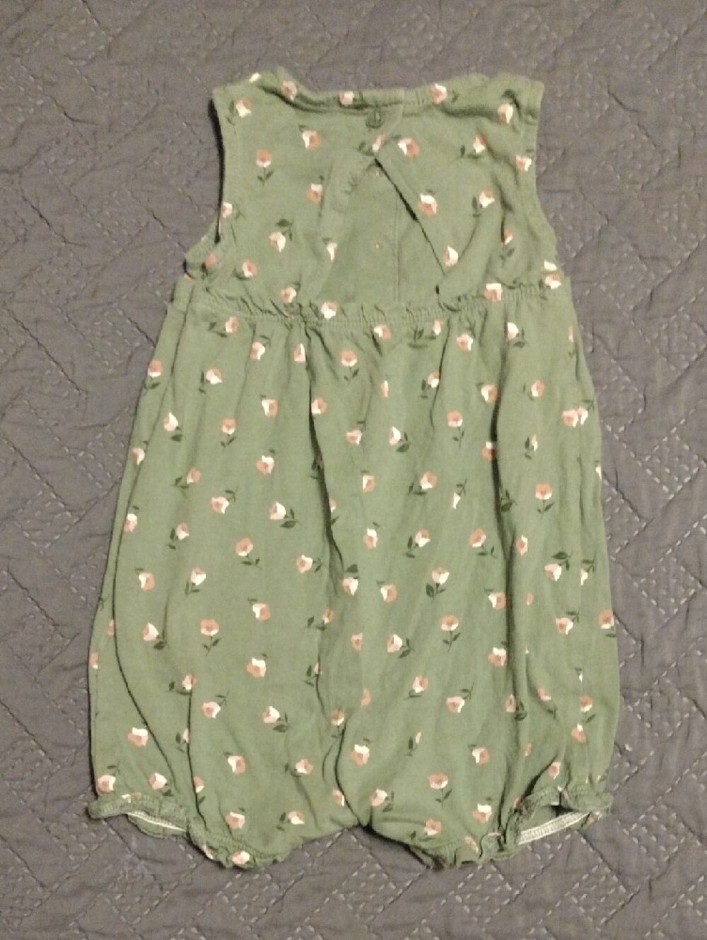 Carter's Olive Green Floral Sleeveless Baby Romper - Picture 6 of 7